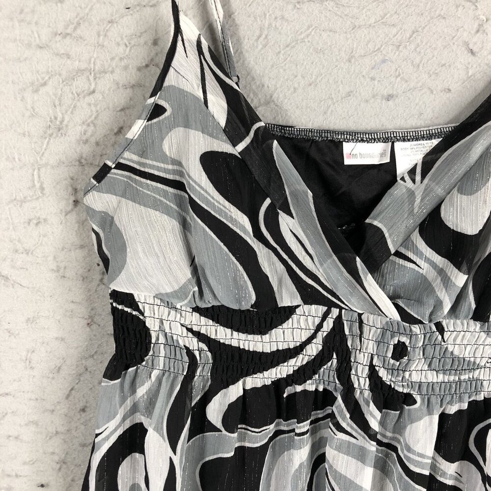 Y2K No Boundaries Top Juniors 11 Black Gray Metallic Babydoll Milkmaid Mod 90s - Picture 11 of 16